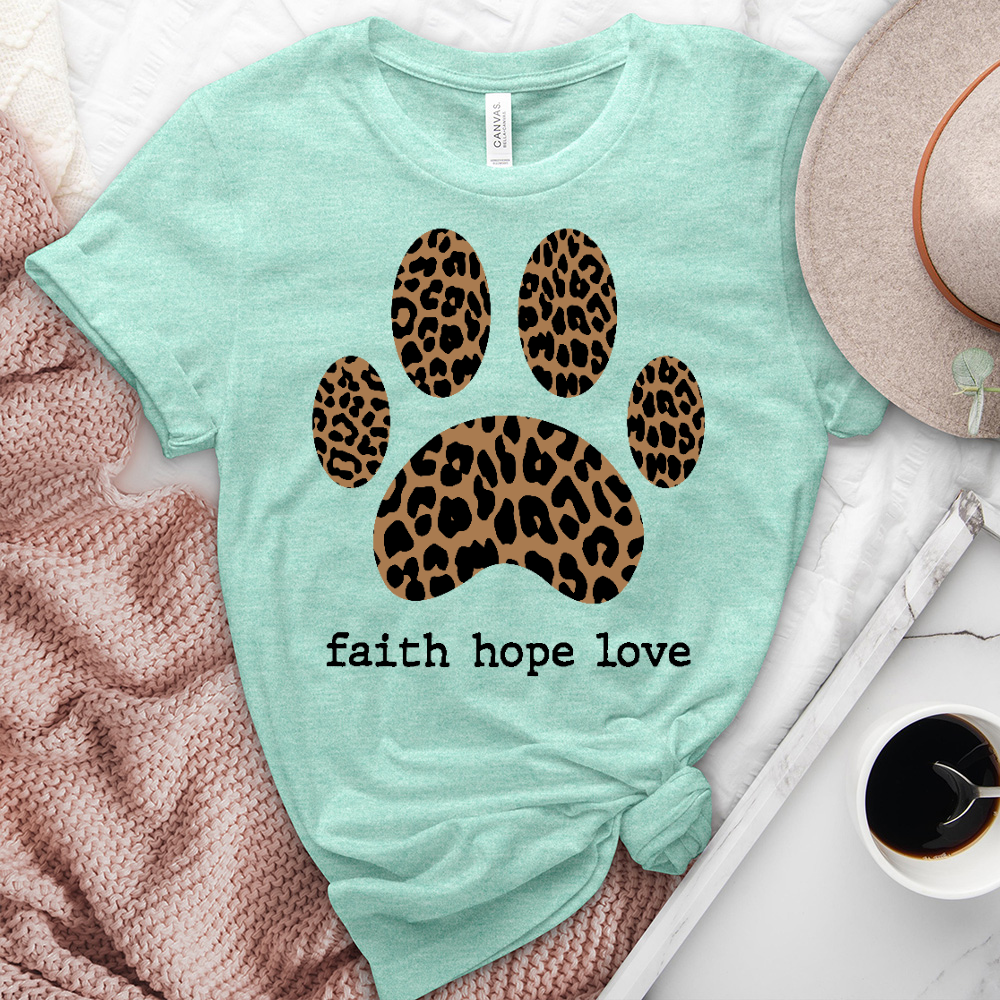 Leopard Paw Print Faith Heathered Tee