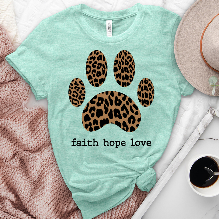 Leopard Paw Print Faith Heathered Tee