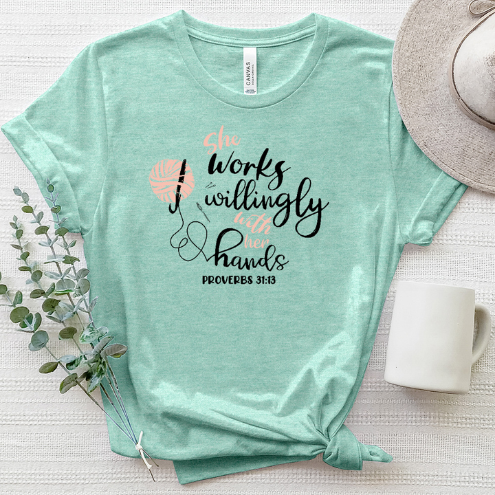 Proverbs 31-13 Knitting Heathered Tee