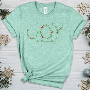 Joy To the World Wreath Letters Heathered Tee