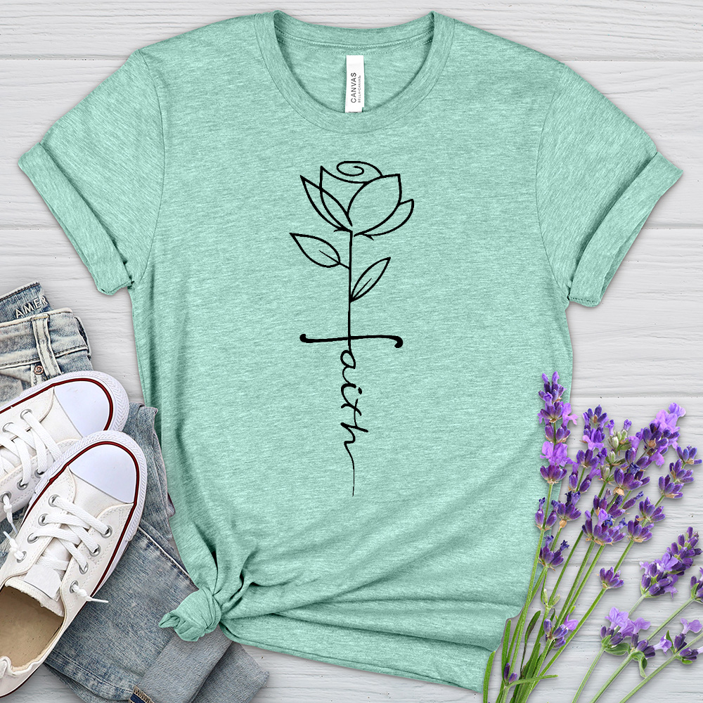 Faith Flower Stem Heathered Tee