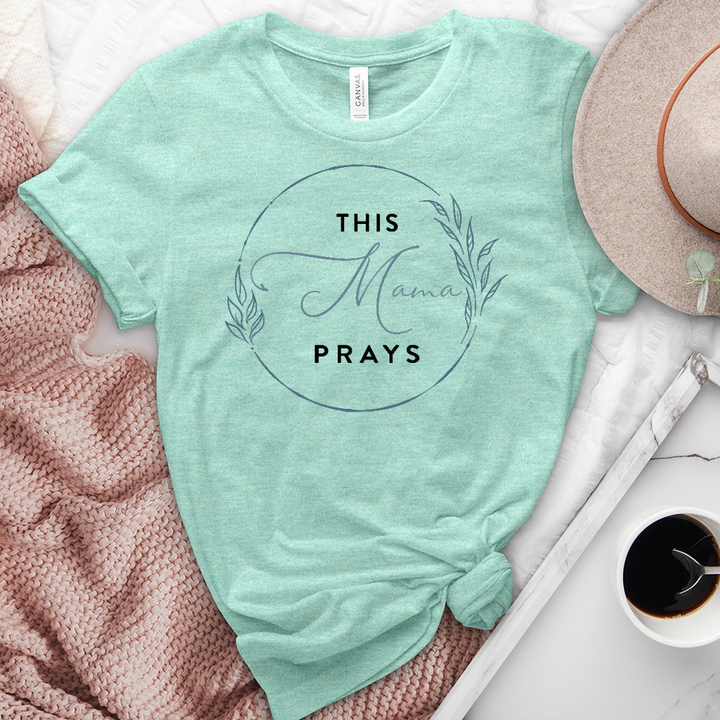 This Mama Prayers Circle Wreath Heathered Tee