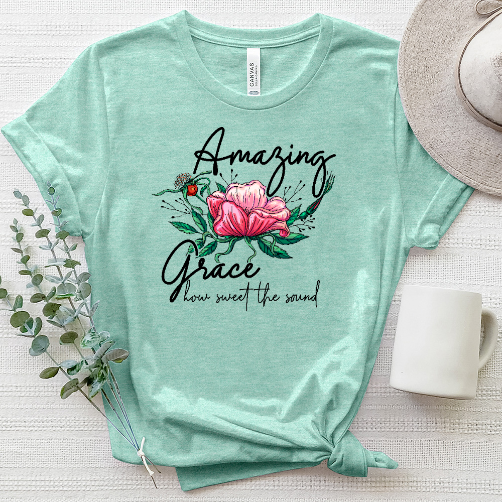 Amazing Grace Rose Tee Heathered Tee