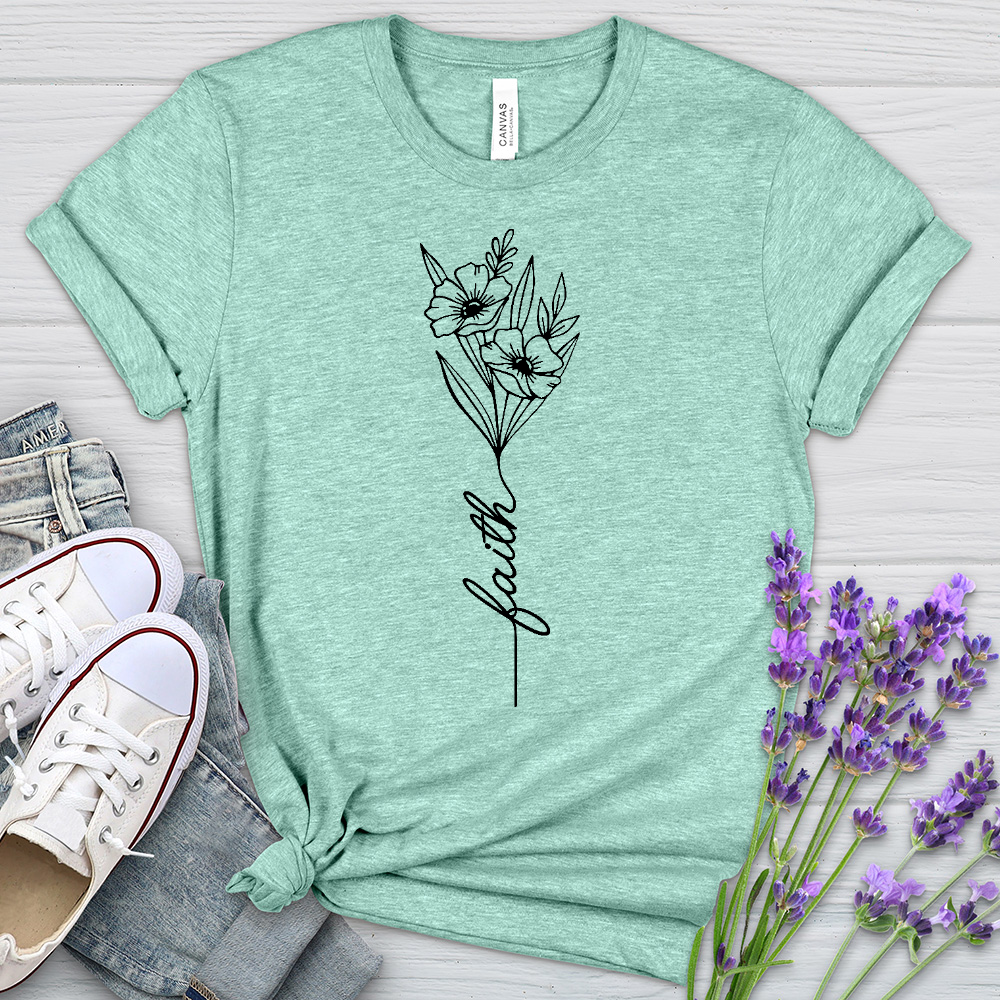 Faith Spring Flower Bouquet Heathered Tee