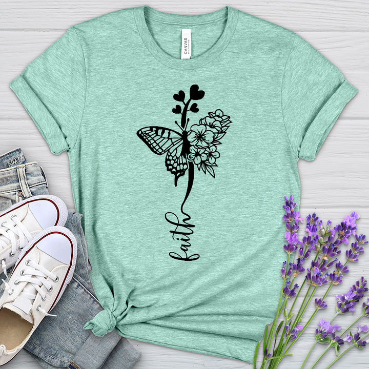 Faith Butterfly Hearts Heathered Tee