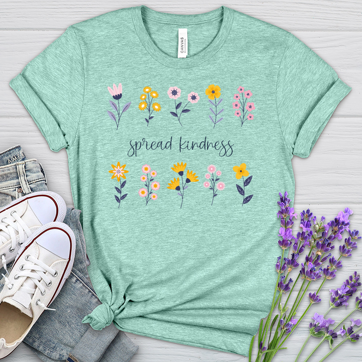 Spread Kindness Flower Pattern Heathered Tee