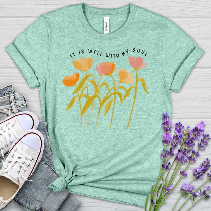 It Is Well Flowers Heathered Tee