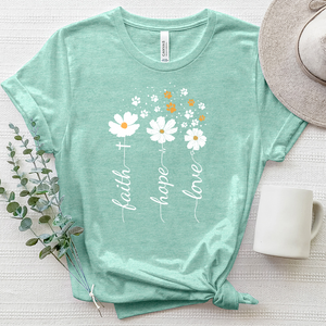 Faith Hope Love Floating Paw Prints Heathered Tee