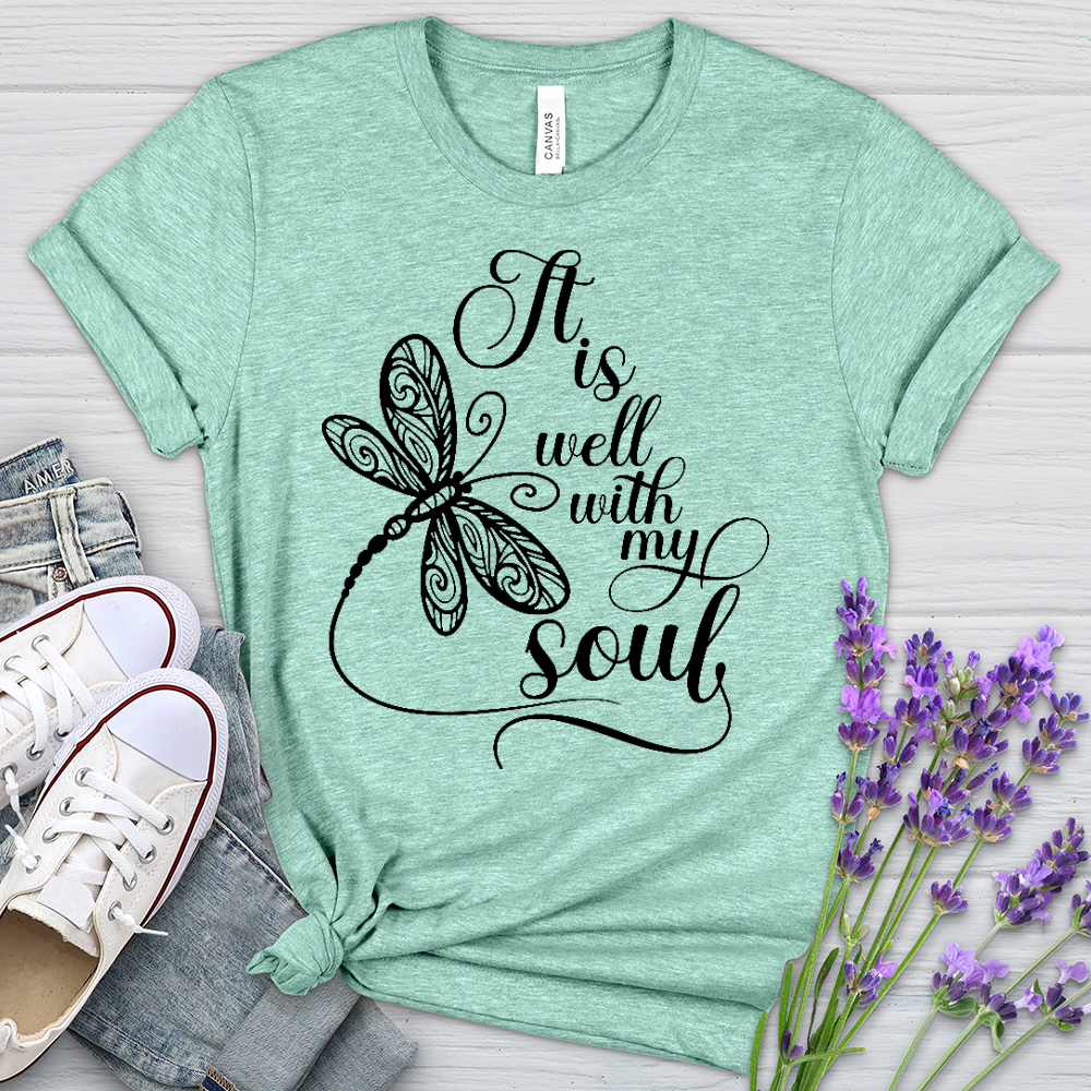 It Is Well Dragonfly Heathered Tee