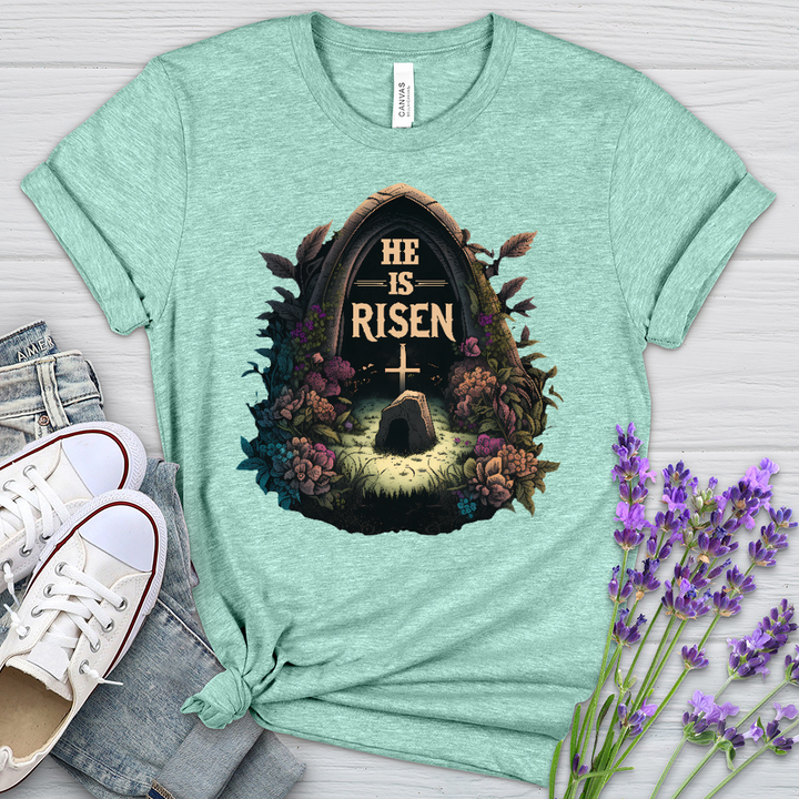 He Is Risen Grave Heathered Tee