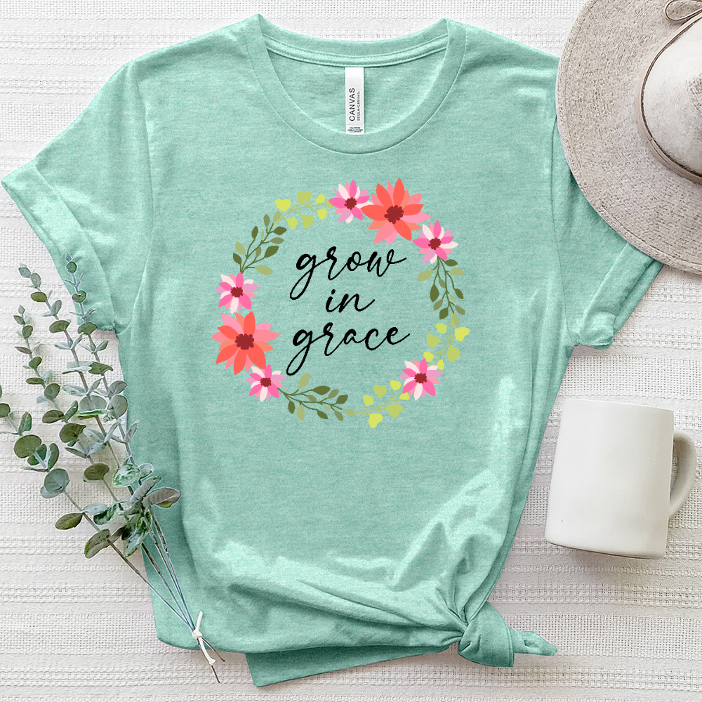 Grow in Grace Wreath Heathered Tee