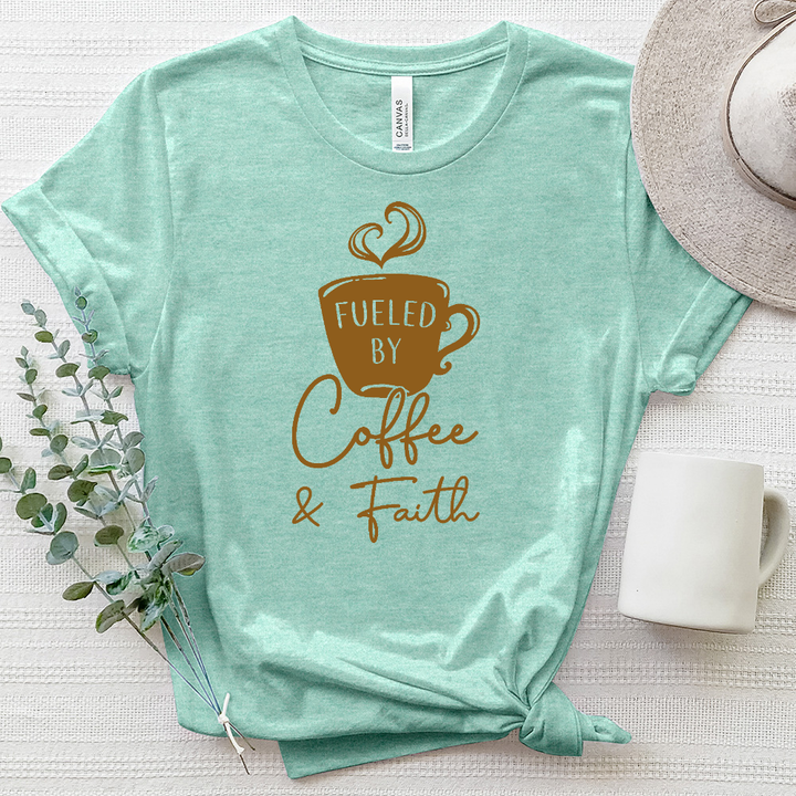 Fueled By Coffee And Faith Heathered Tee