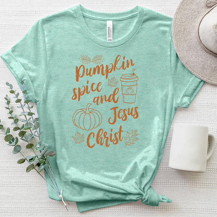 Pumpkin Spice and Jesus Christ Heathered Tee