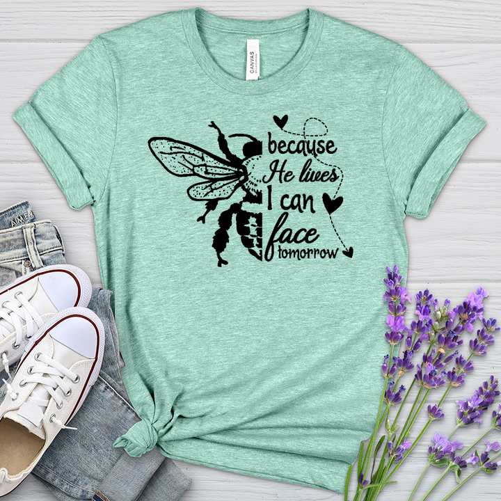 Because He Lives Bee Heathered Tee