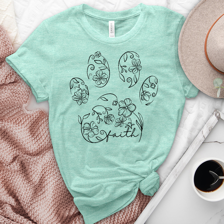 Faith paw print floral heathered tee