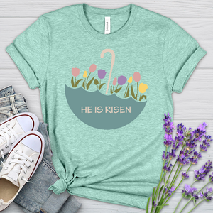 He Is Risen Flower Umbrella Heathered Tee