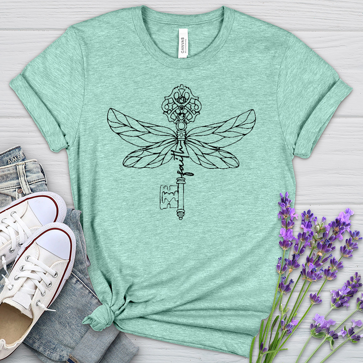 Faith Key Dragonfly  Heathered Tee