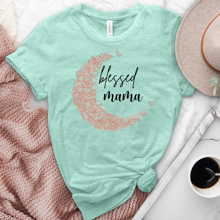 Blessed Mama Crescent Heathered Tee