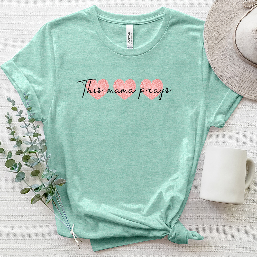 Tri-Heart This Mama Prays Heathered Tee