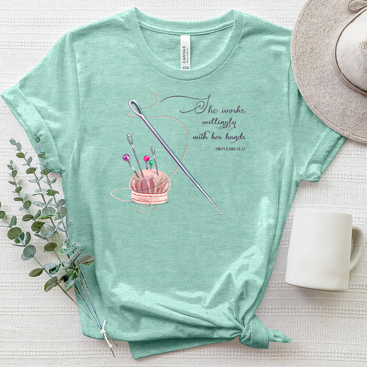 She Works Willingly Heathered Tee