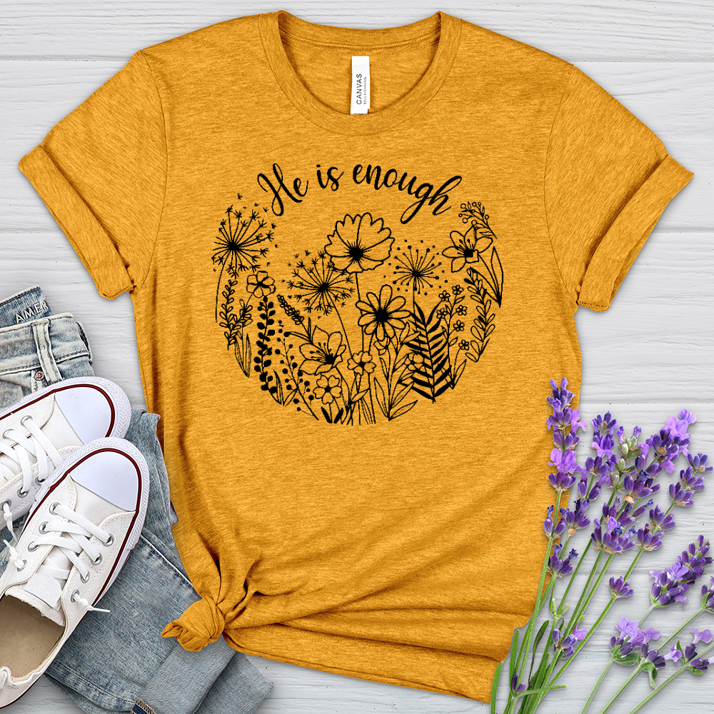 He Is Enough Wildflowers Heathered Tee