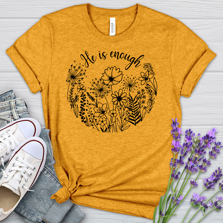 He Is Enough Wildflowers Heathered Tee