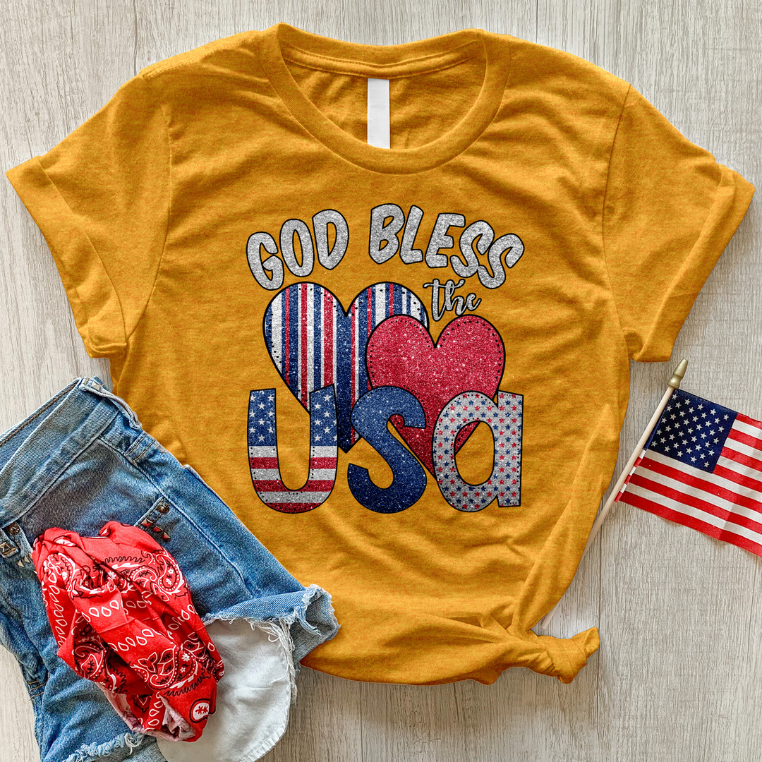 God Bless USA Sparkling Heathered Tee