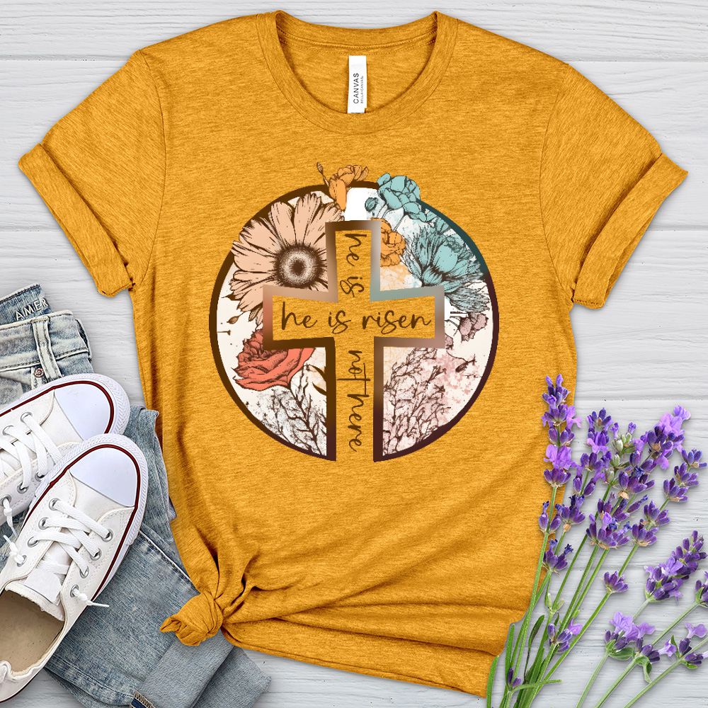 He Is Risen Cross Heathered Tee