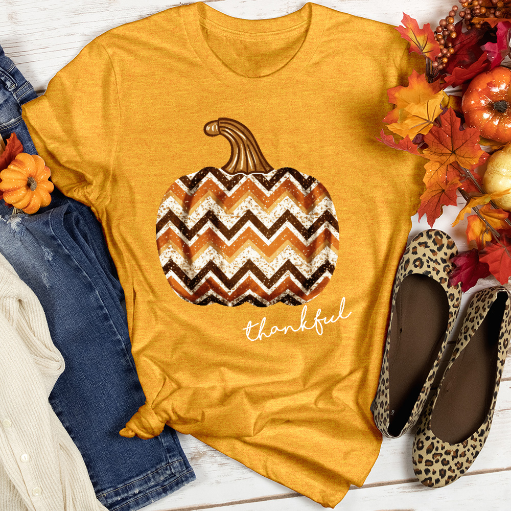 Thankful Sparkling Festive Pumpkin Heathered Tee