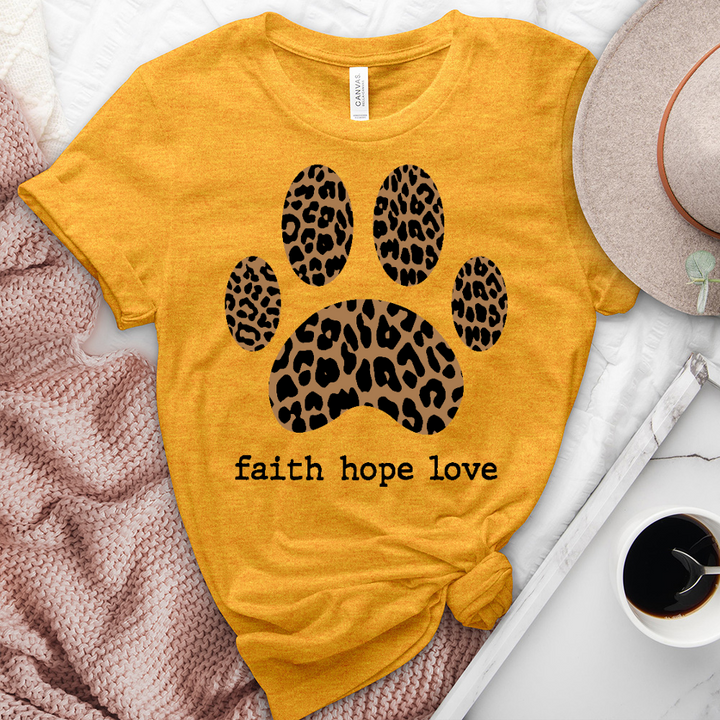 Leopard Paw Print Faith Heathered Tee