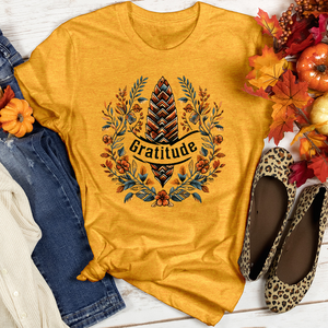 Herringbone Pinecone Gratitude Heathered Tee