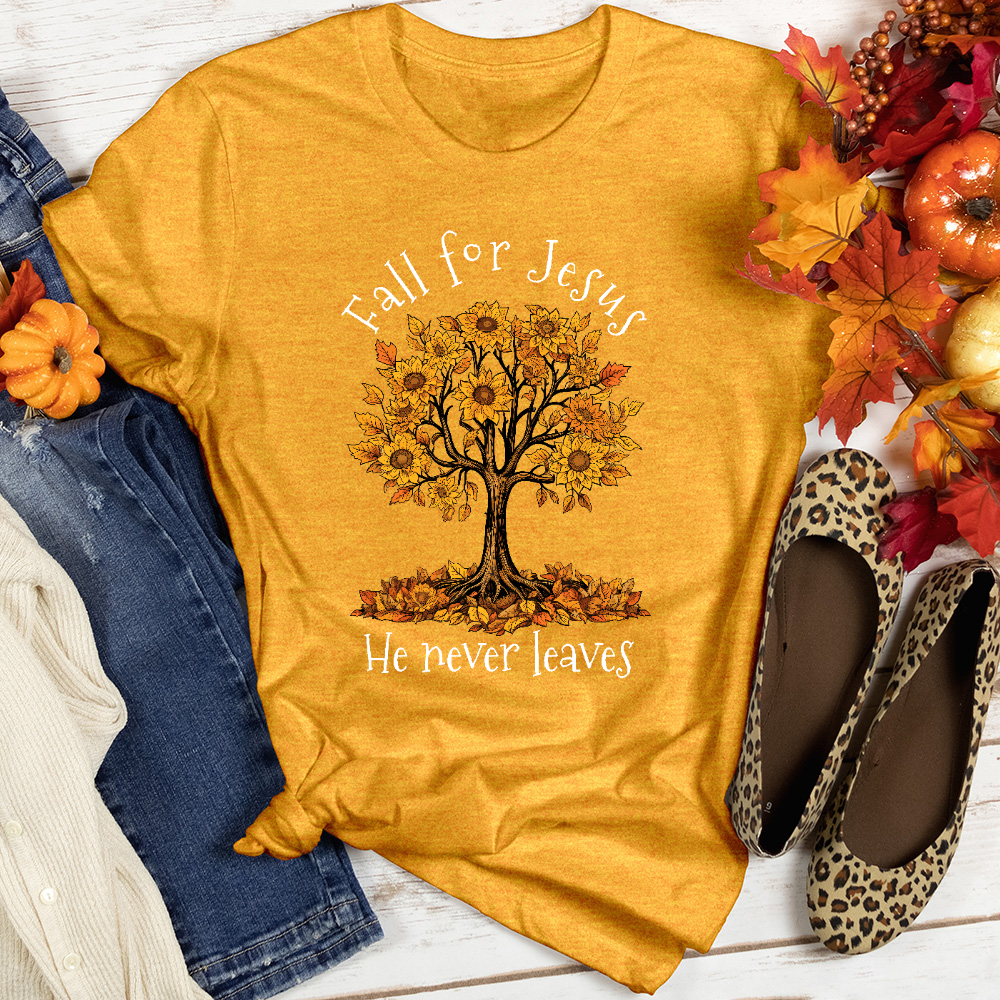 Sunflower Fall Leaves Tree Heathered Tee