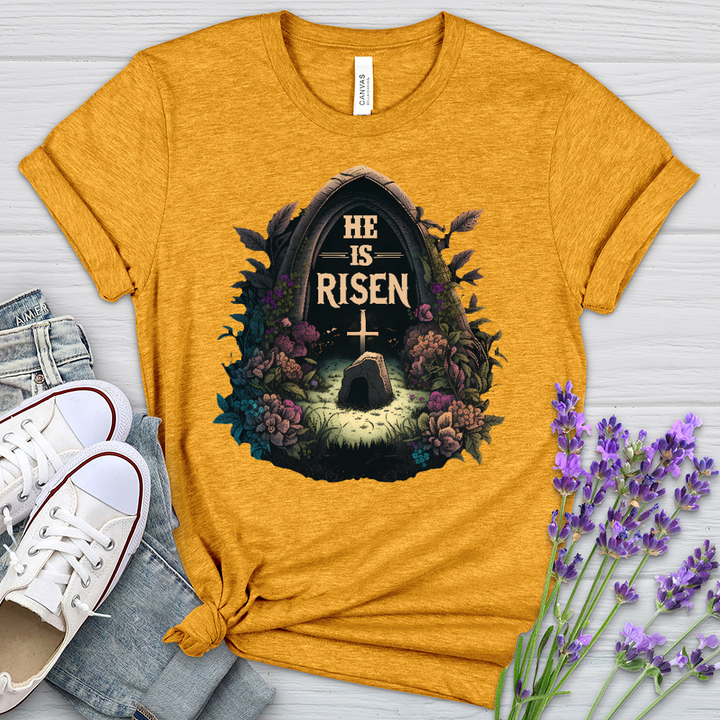 He Is Risen Grave Heathered Tee