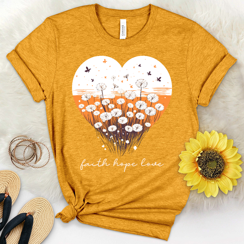 Faith Hope Love Dandelion Garden Heathered Tee