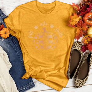 Fall Into Faith Spotted Pumpkin Heathered Tee