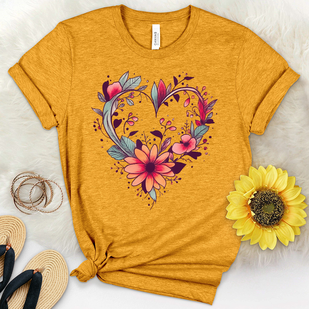 Heart Flower Heathered Tee