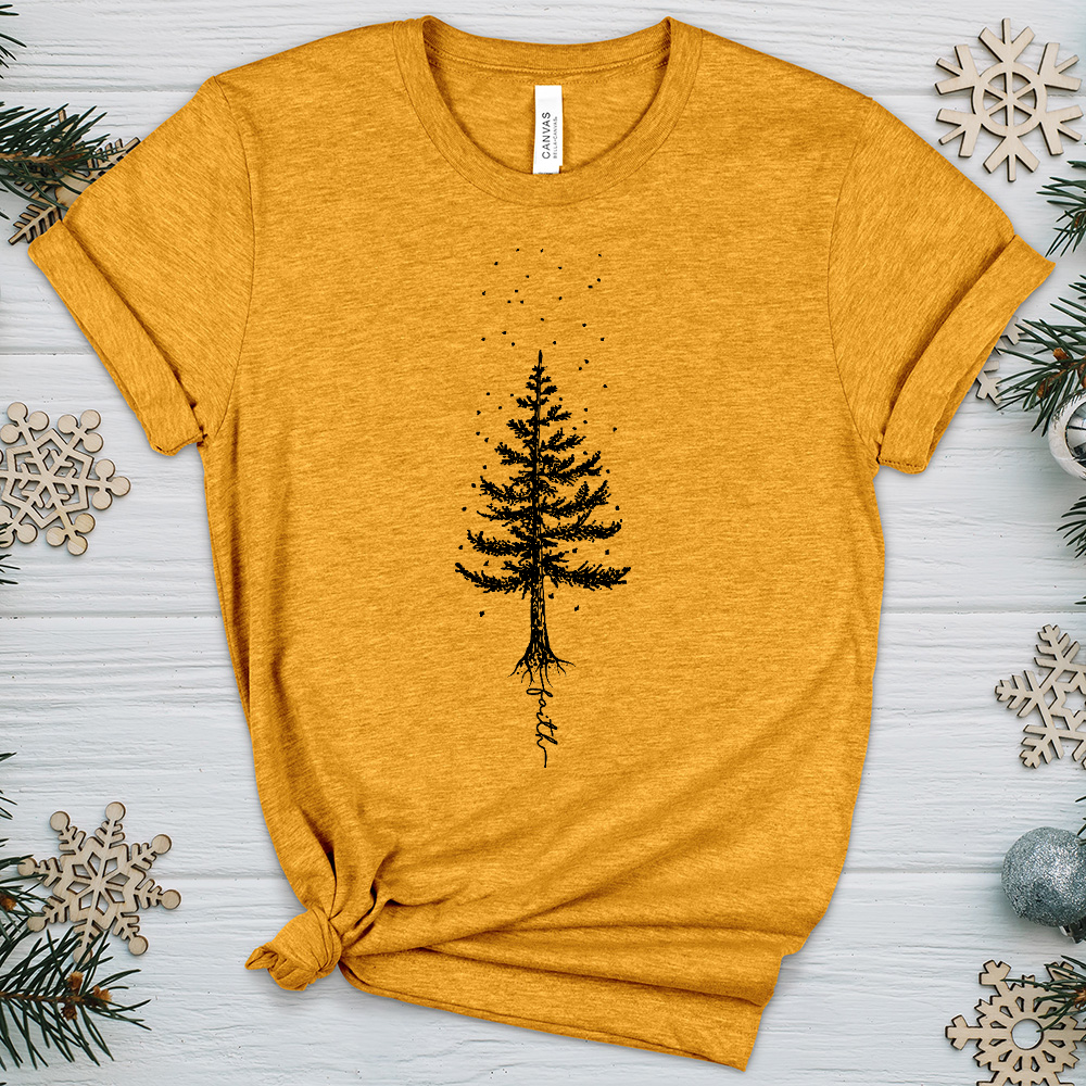 Rooted In Faith Pine Tree Heathered Tee