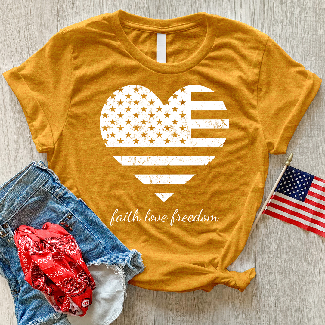 Faith Love Freedom Heart Heathered Tee