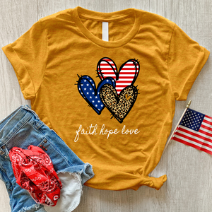 Faith Hope Love Pattern Hearts Heathered Tee