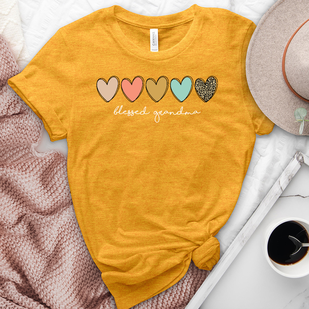 Blessed Grandma Assorted Hearts Heathered Tee