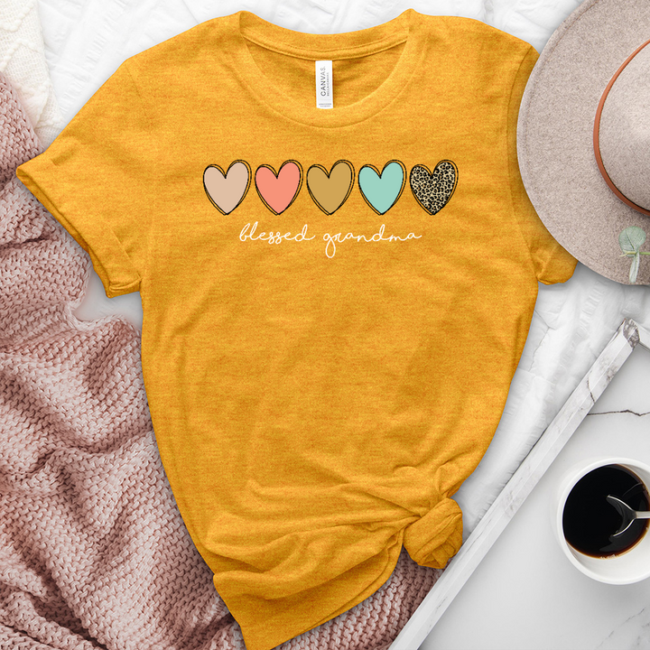 Blessed Grandma Assorted Hearts Heathered Tee