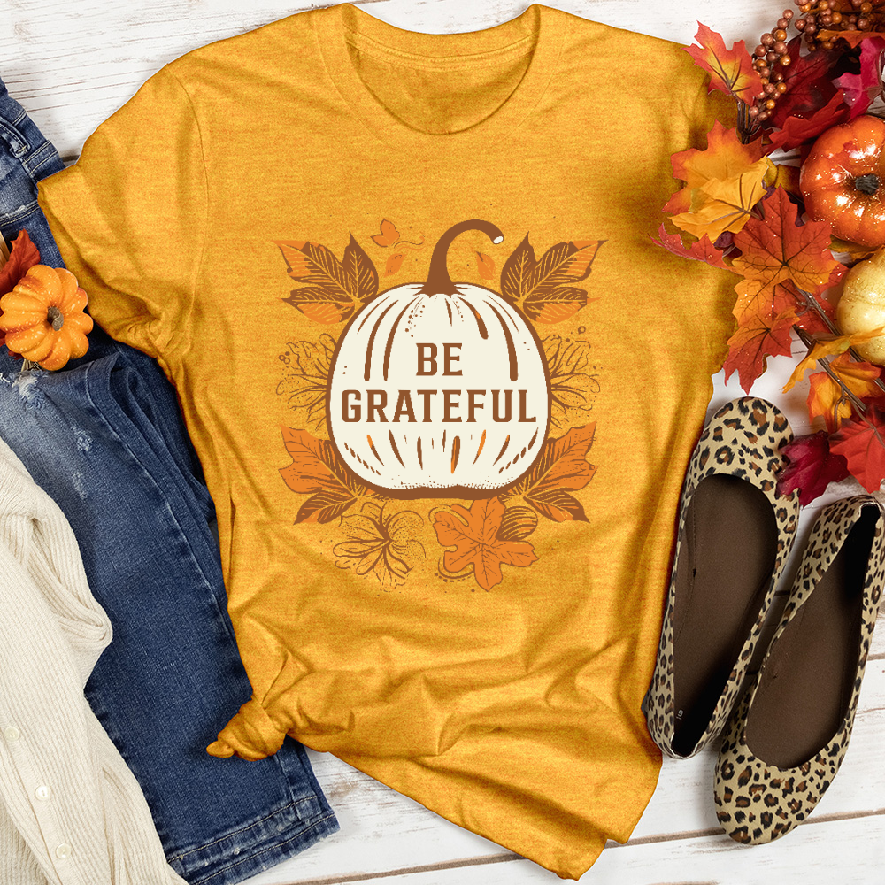 Vintage Pumpkin Leaf Delights Heathered Tee