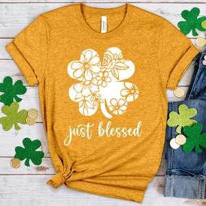 Just Blessed Shamrock Heathered Tee