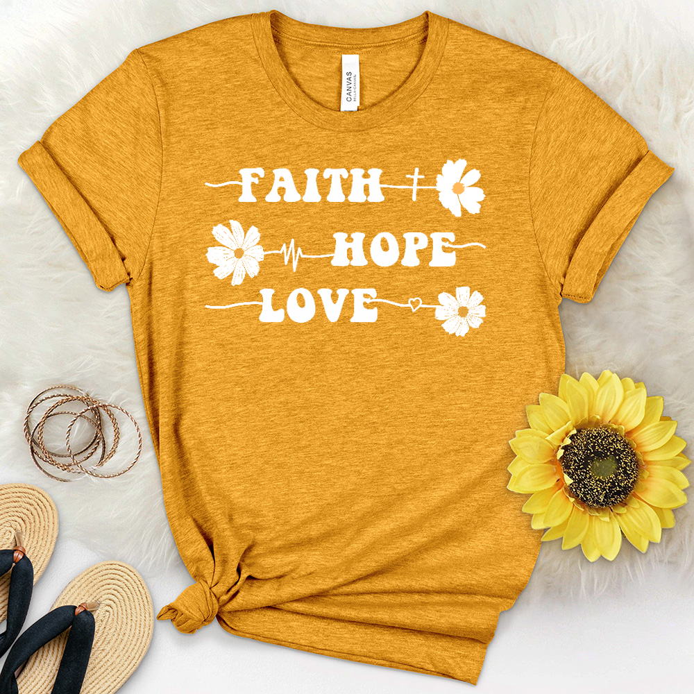 Floral Faith Hope Love Heathered Jersey Tee