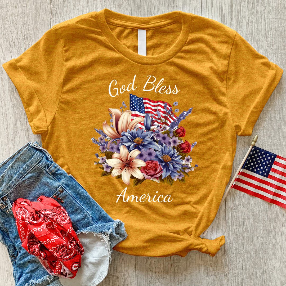 God Bless Wildflowers Heathered Tee