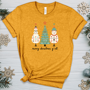 Etsy Snowman Pastel Tree Trio Heathered Tee