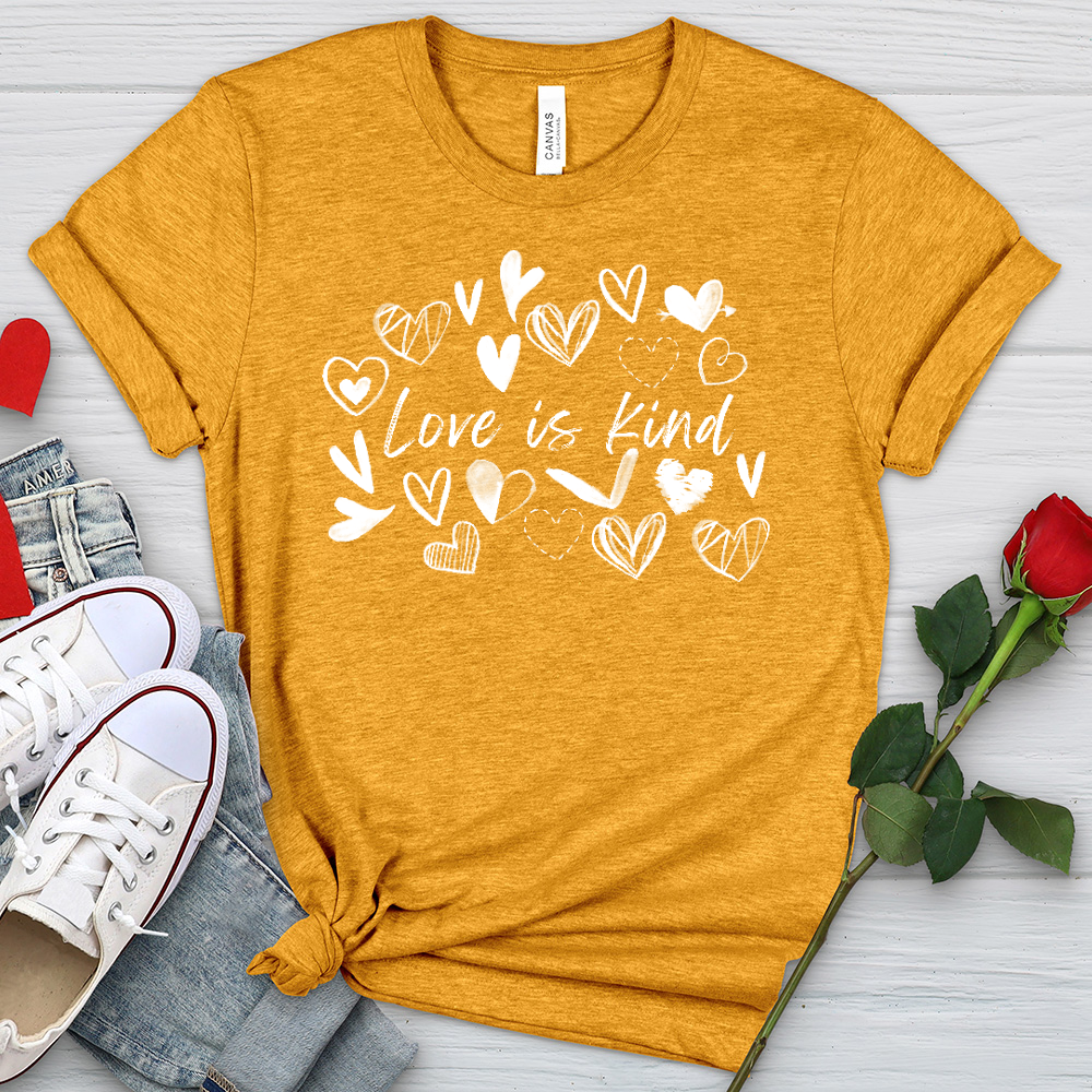 Love Is Kind Scattered Hearts Heathered Tee