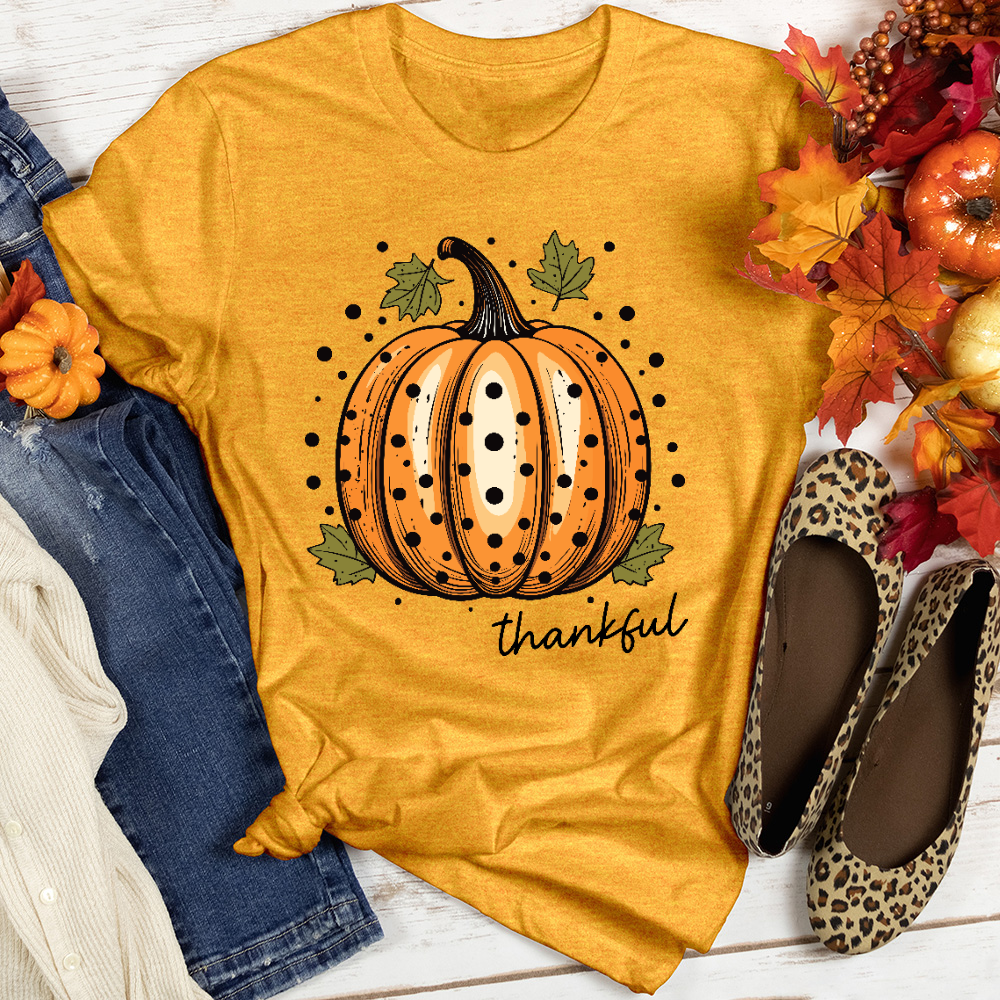 Thankful Spotted Pumpkin Heathered Tee