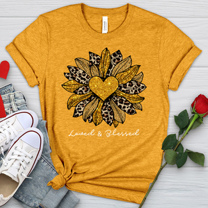 Loved  Blessed Leopard Sunflower Heathered Tee