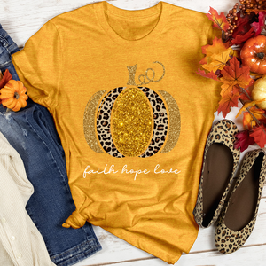 Faith Hope Love Leopard Pumpkin Heathered Tee